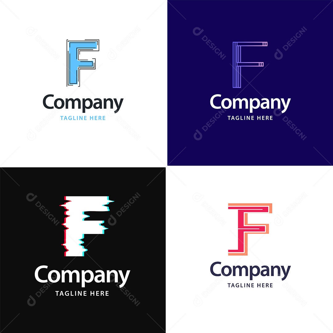Logo F Personalizada Logotipos Modernos AI Editável