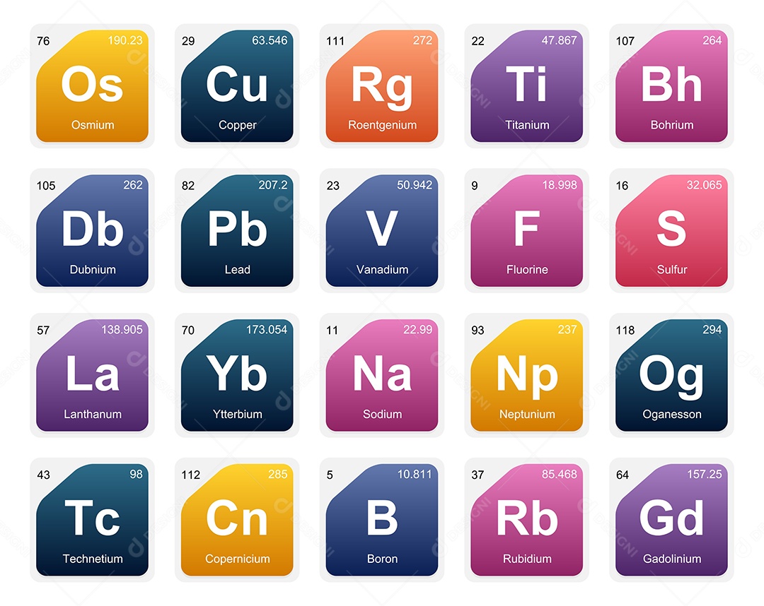 Tabela Periódica Colorida Ícones Vetor EPS