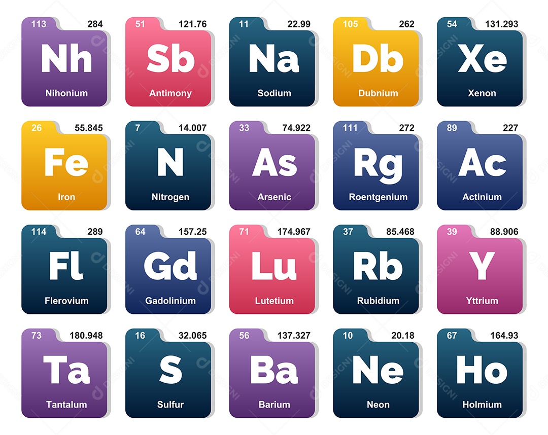 Tabela Periódica Colorida Ícones Vetor EPS