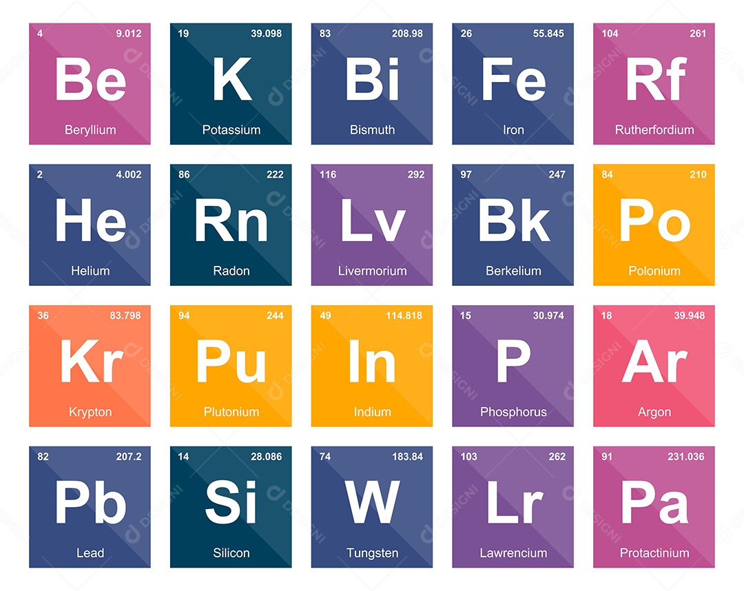 Tabela Periódica Colorida Ícones Vetor EPS