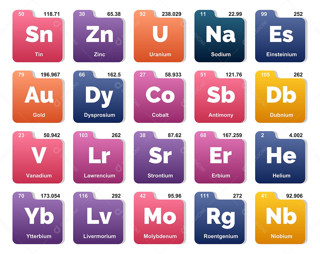 Tabela Periódica Colorida Ícones Vetor EPS