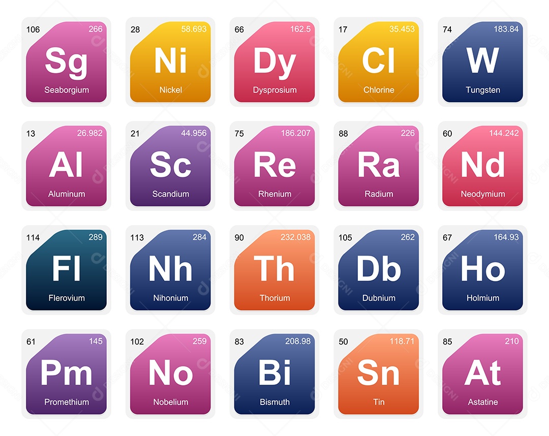 Tabela Periódica Colorida Ícones Vetor EPS