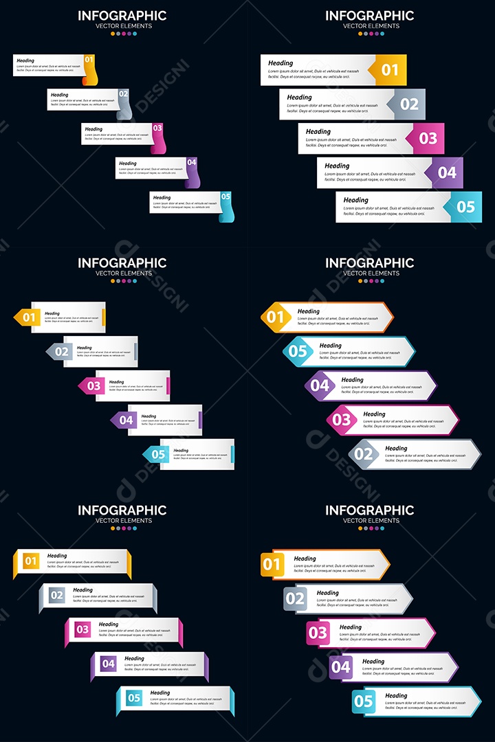 Conjunto de Infográficos Vetoriais Vetor EPS