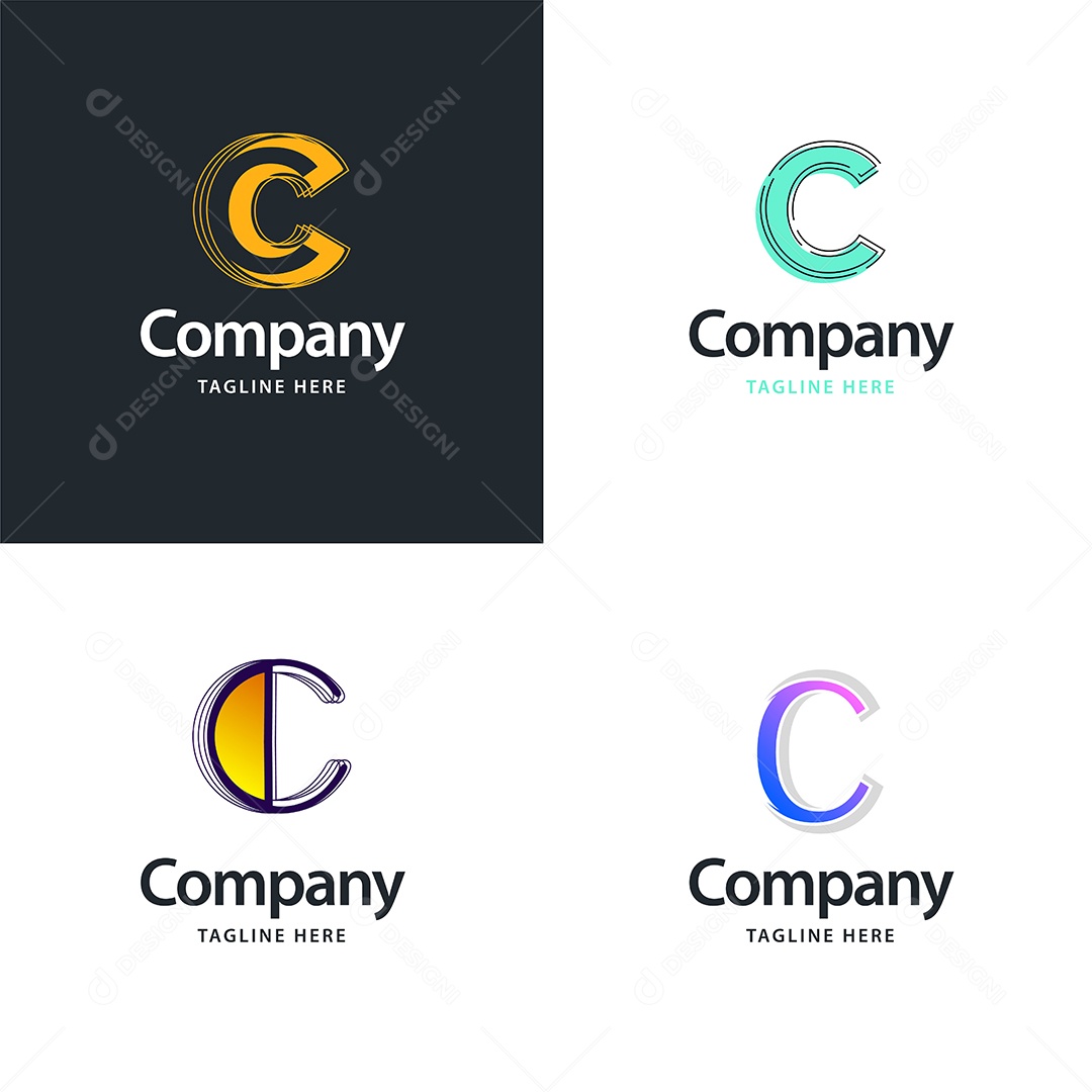 Logo C Personalizada Logotipos Modernos AI Editável