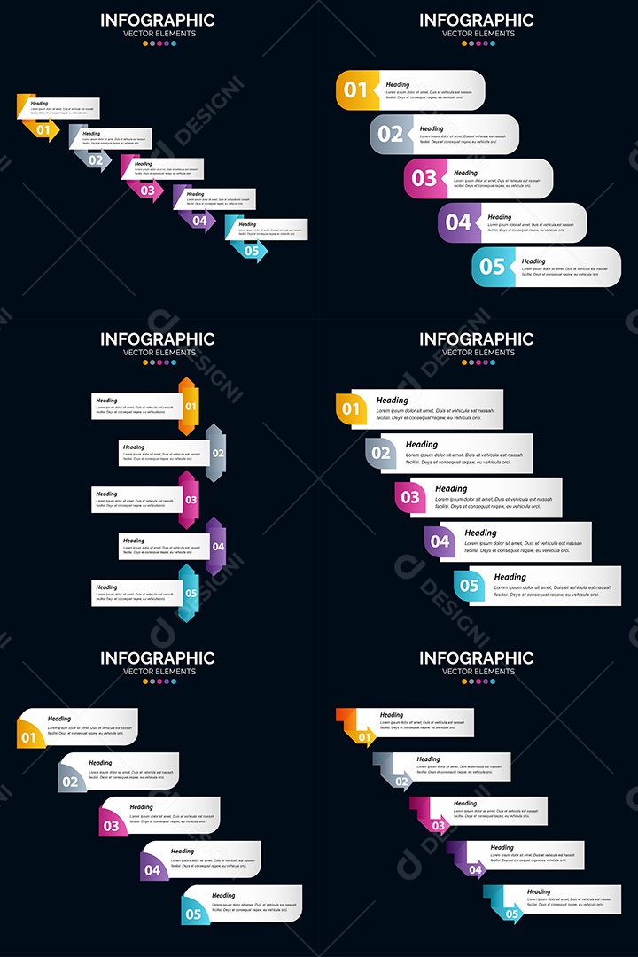 Conjunto de Infográficos Vetoriais Vetor EPS