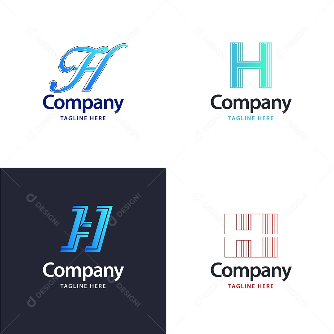 Logo H Personalizada Logotipos Modernos AI Editável