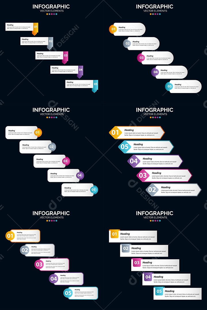 Conjunto de Infográficos Vetoriais Vetor EPS