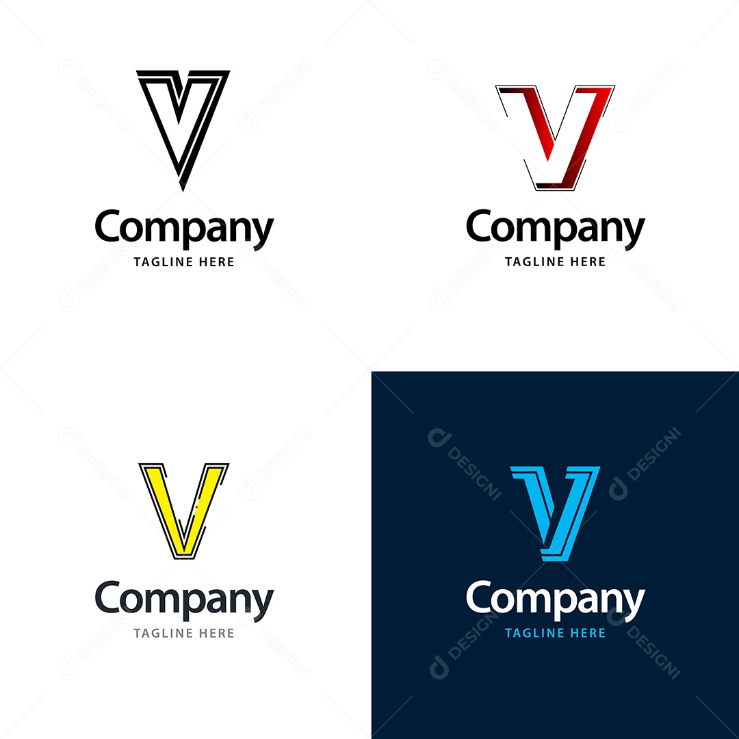Logo V Personalizada Logotipos Modernos AI Editável