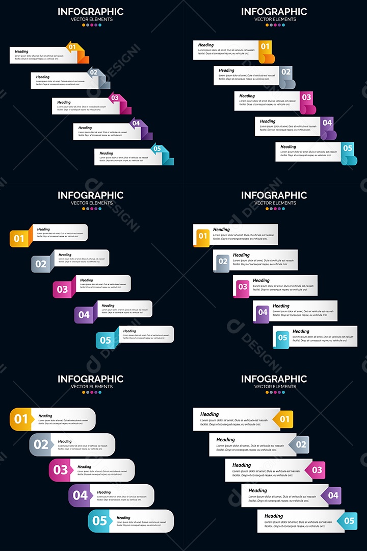 Conjunto de Infográficos Vetoriais Vetor EPS