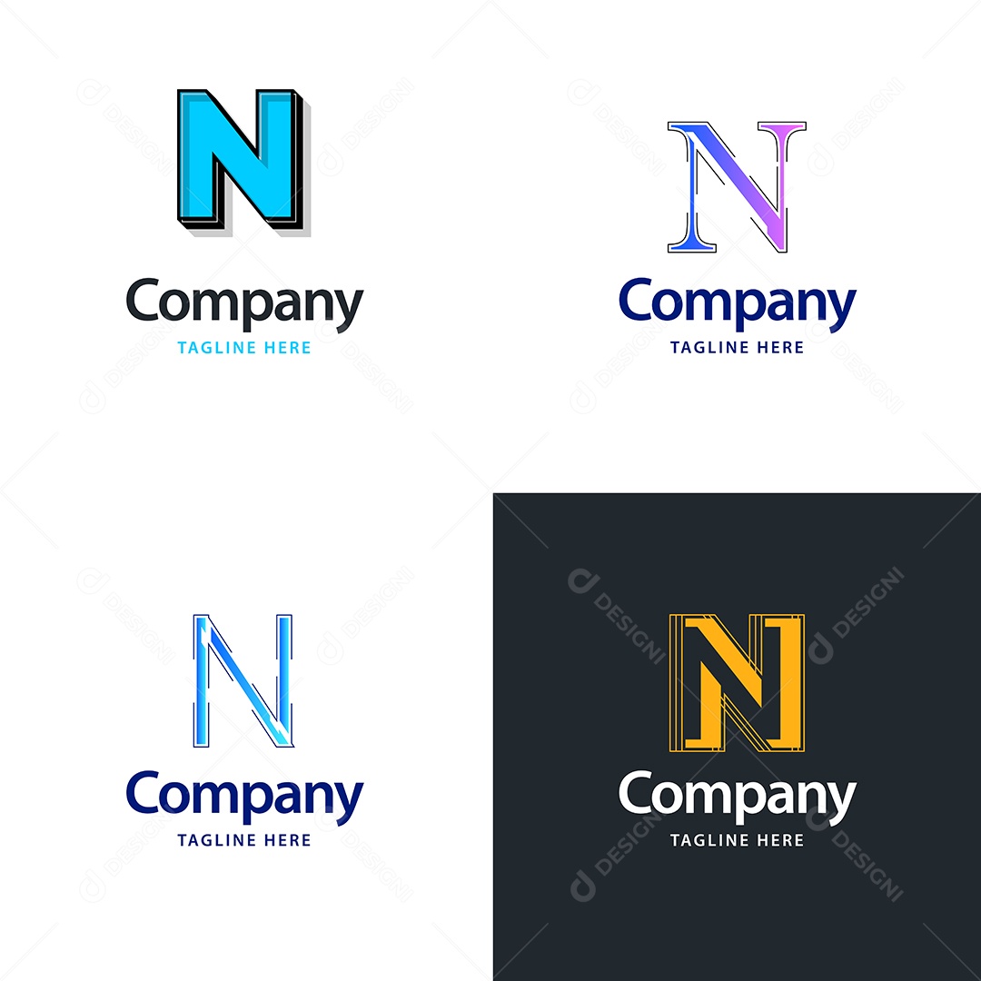 Logo N Personalizada Logotipos Modernos AI Editável
