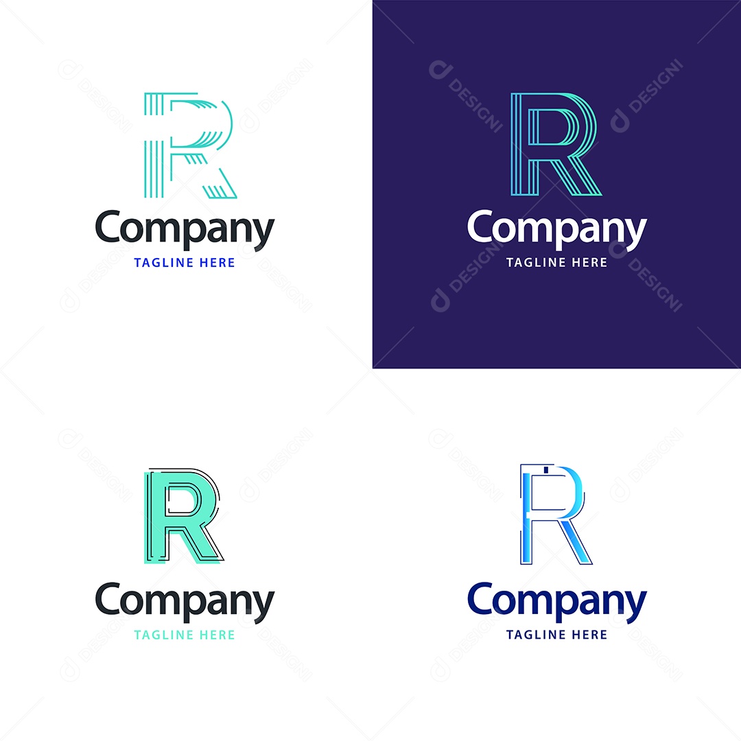 Logo R Personalizada Logotipos Modernos AI Editável
