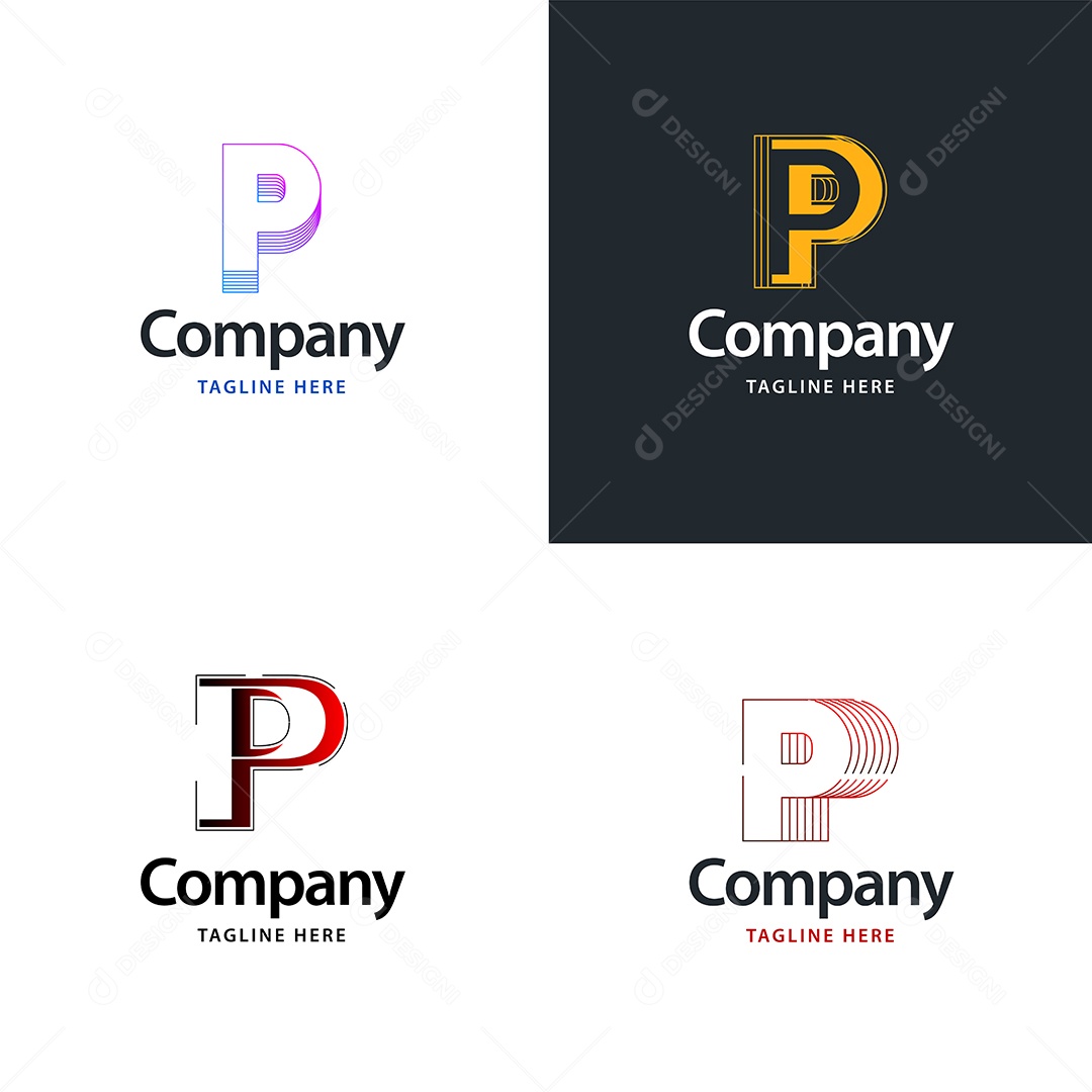 Logo P Personalizada Logotipos Modernos AI Editável