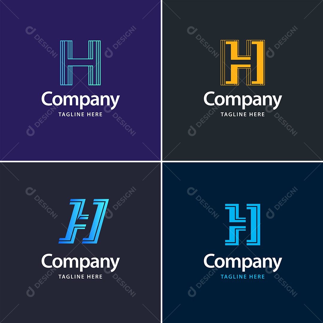 Logo H Personalizada Logotipos Modernos AI Editável