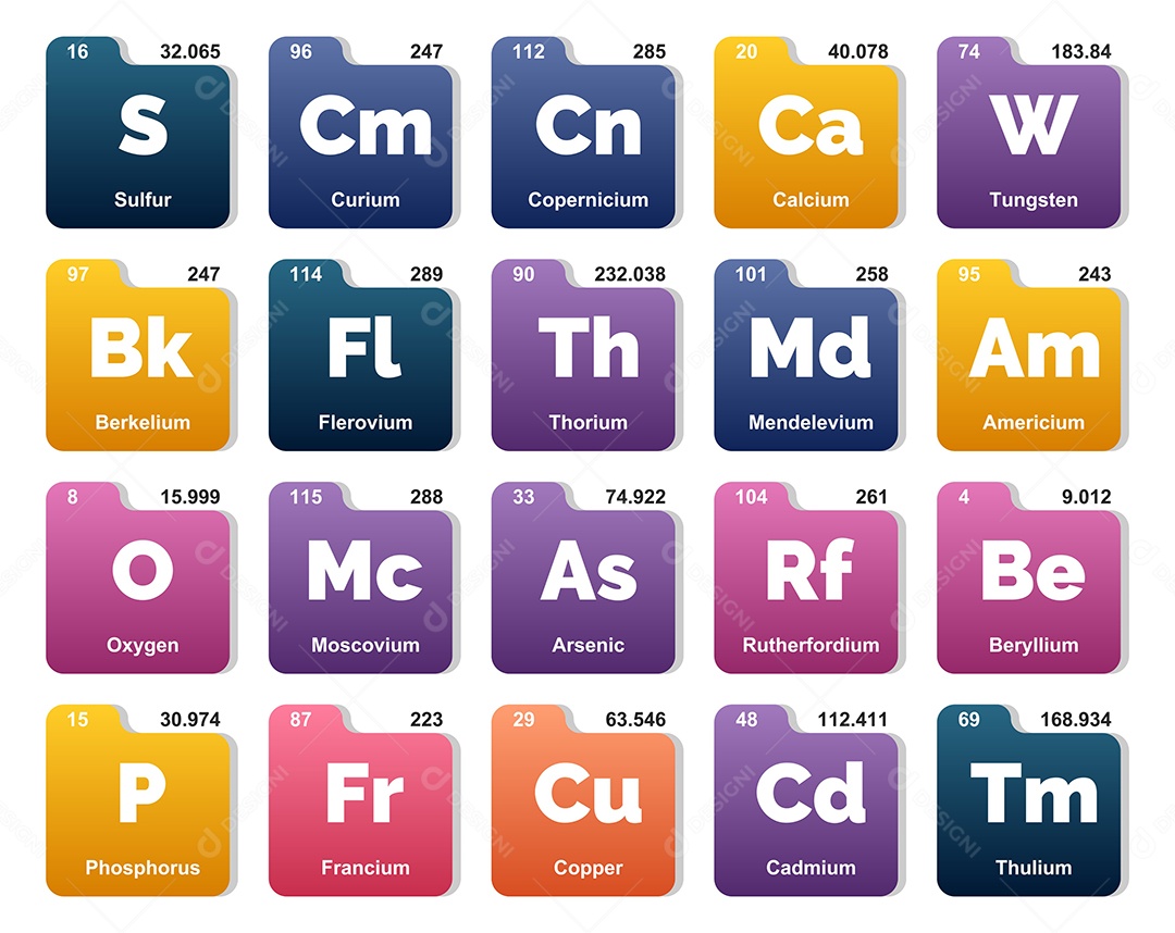 Tabela Periódica Colorida Ícones Vetor EPS
