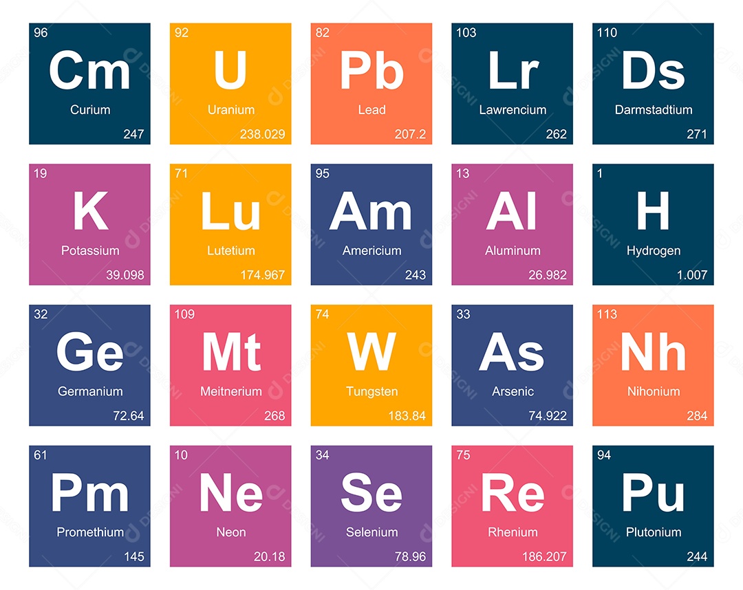 Tabela Periódica Colorida Ícones Vetor EPS