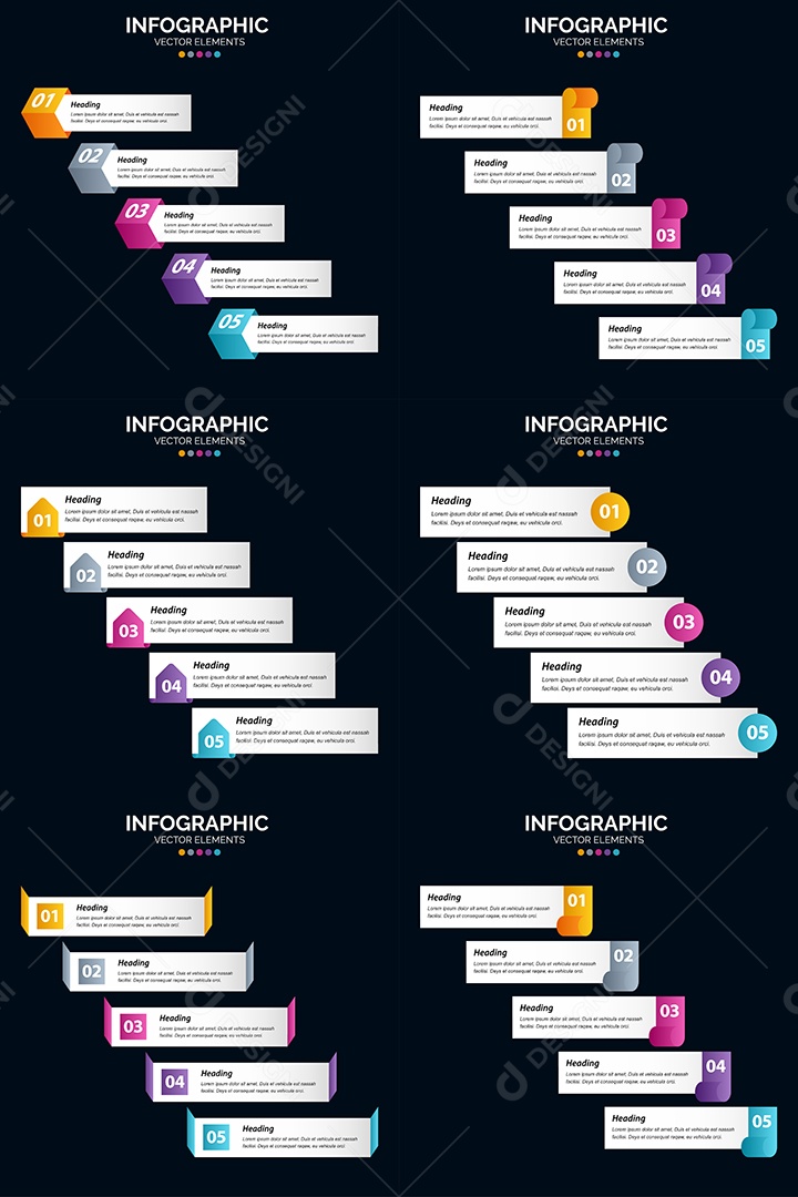 Conjunto de Infográficos Vetoriais Vetor EPS