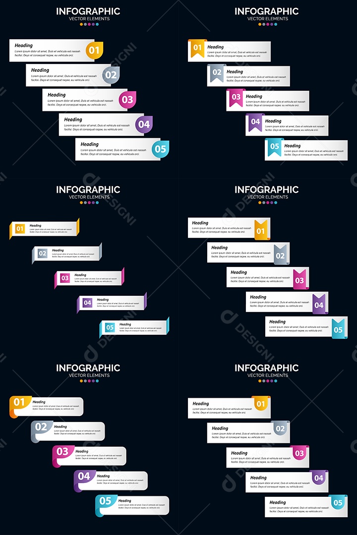 Conjunto de Infográficos Vetoriais Vetor EPS