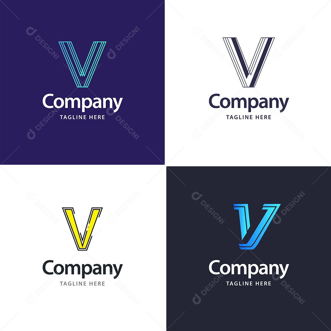 Logo V Personalizada Logotipos Modernos AI Editável