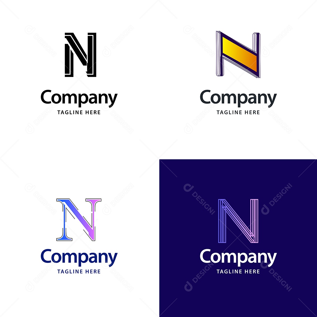 Logo N Personalizada Logotipos Modernos AI Editável