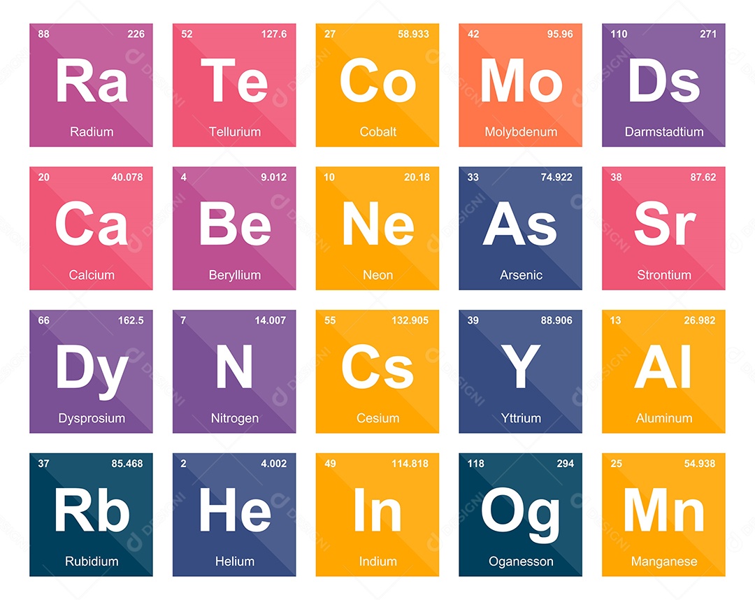 Tabela Periódica Colorida Ícones Vetor EPS