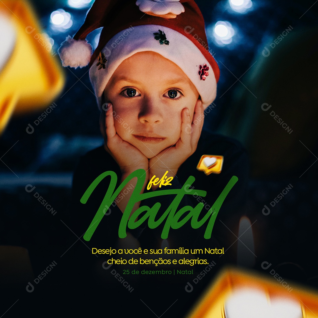 Desejo a Você e Sua Família um Natal Cheio de Bençãos Feliz Natal Social Media PSD Editável