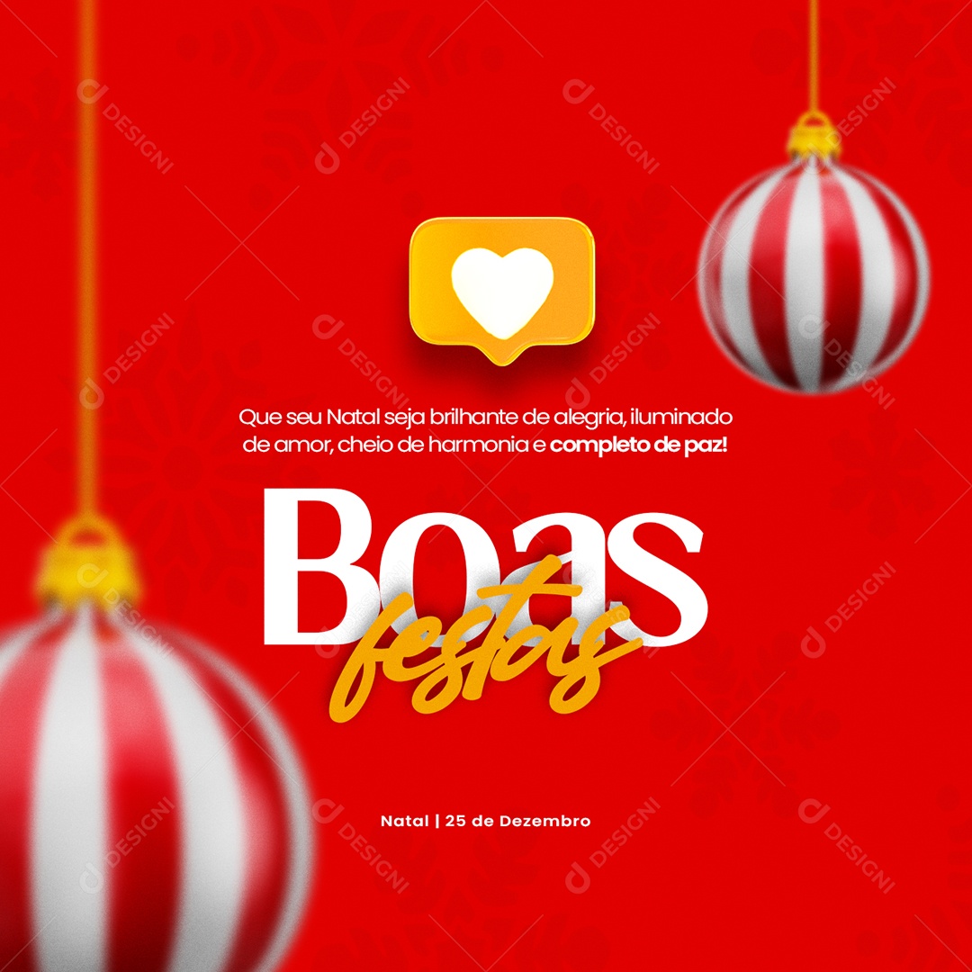 Que Seu Natal Seja Brilhante de Alegria Feliz Natal Social Media PSD Editável