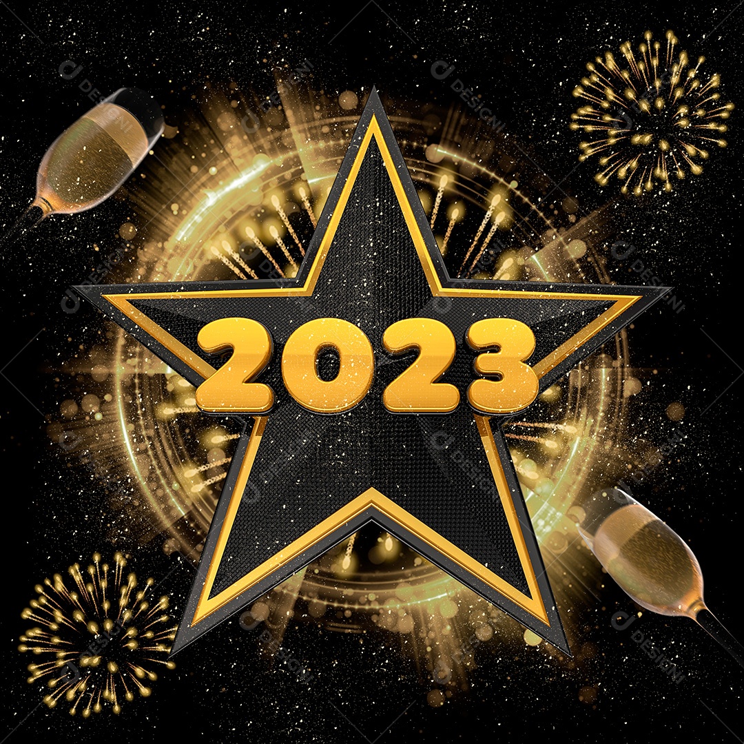 Elemento 3D Ano Novo 2023 Para Composição PSD