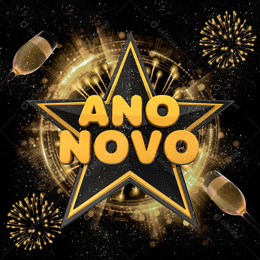Selo 3D Ano Novo 2023 Para Composição PSD