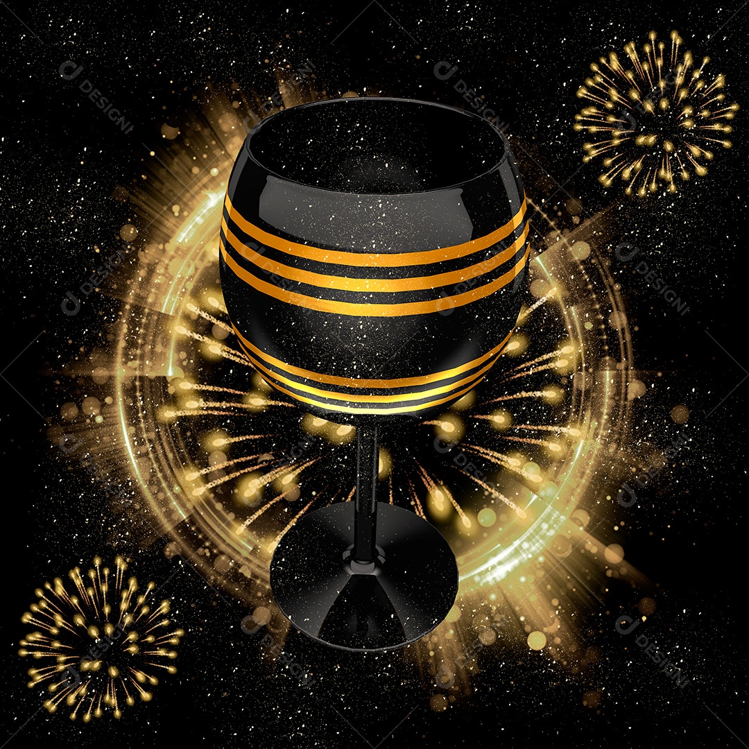 Elemento 3D Ano Novo Taça Para Composição PSD