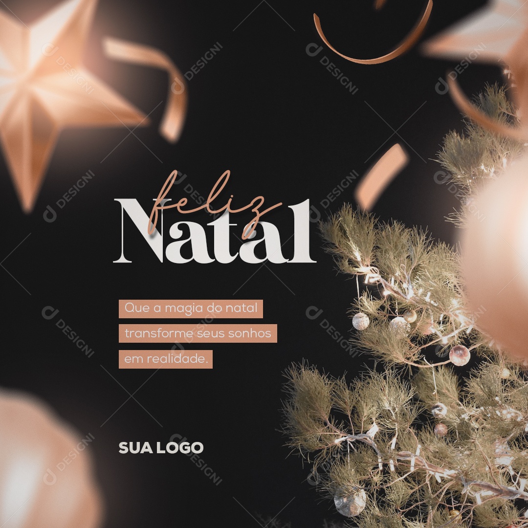 Que a magia do Natal Transforme Seus Sonhos em Realidade. Feliz Natal Social Media PSD Editável