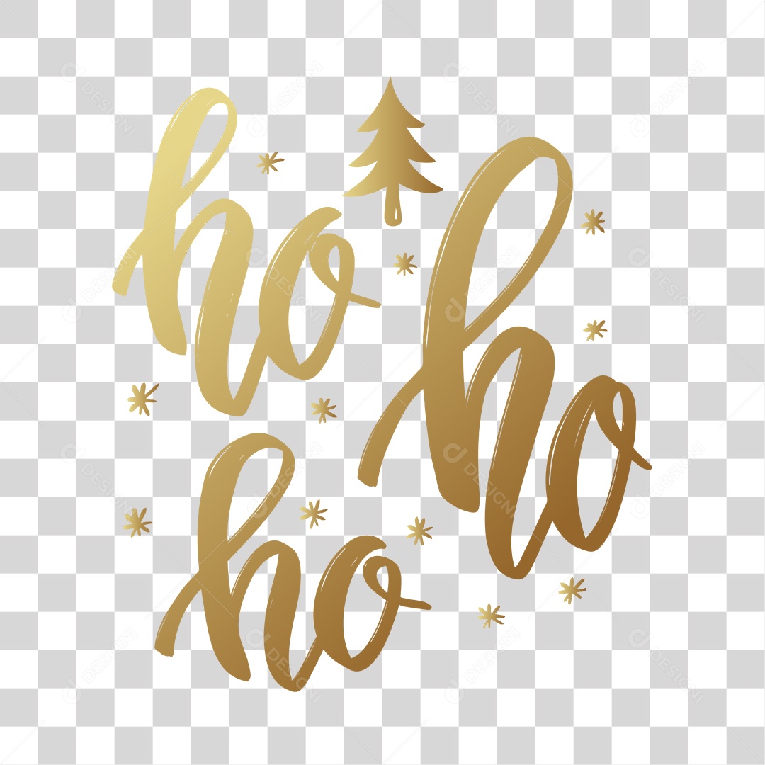 Texto Gold Ho Ho Ho Papai Noel PNG Transparente Sem Fundo