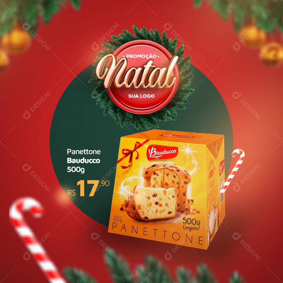 Panetoone Bauducco Promoção de Natal Social Media PSD Editável