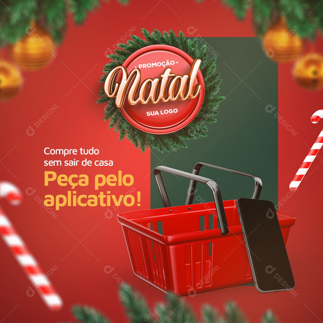 Peça Pelo Aplicativo! Promoção de Natal Social Media PSD Editável