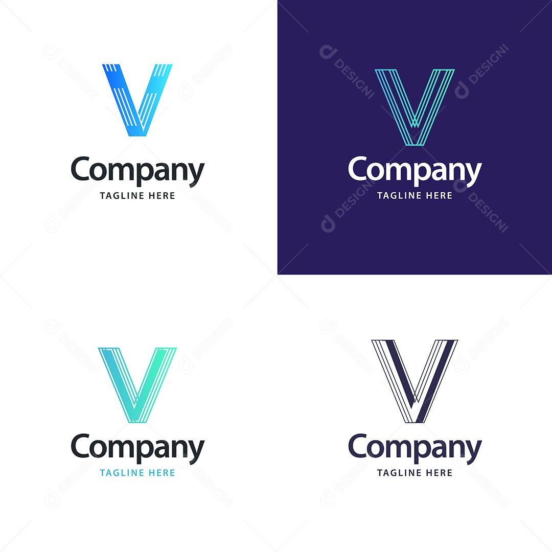 Logo V Logotipos Modernos Vetor EPS