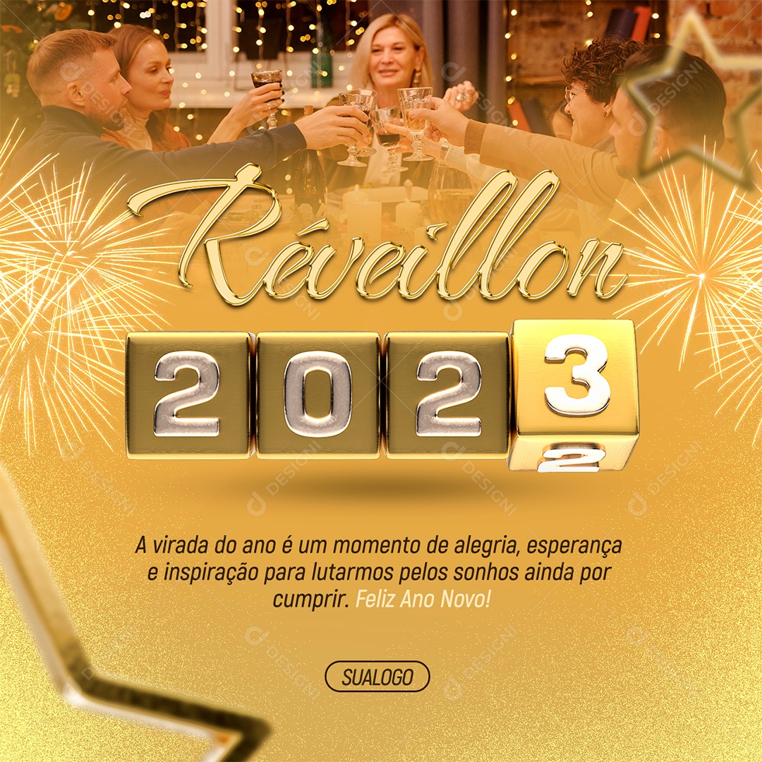 Post Réveillon Social Media PSD Editável