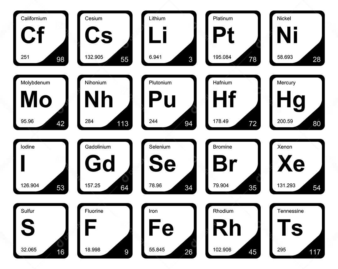 Tabela Periódica Ícones Vetor EPS