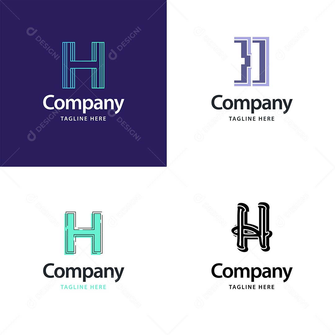 Logo H Personalizada Logotipos Modernos AI Editável