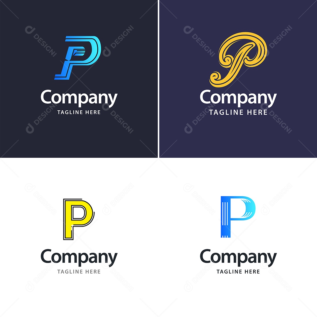 Logo P Personalizada Logotipos Modernos AI Editável
