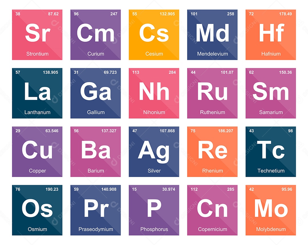 Tabela Periódica Colorida Ícones Vetor EPS