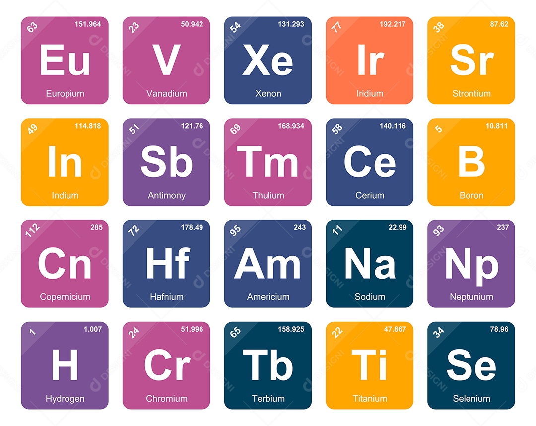 Tabela Periódica Colorida Ícones Vetor EPS