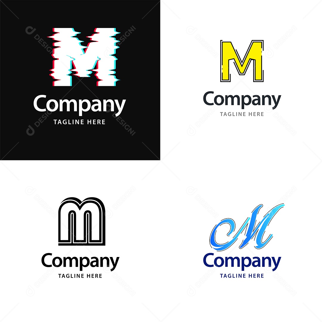 Logo M Personalizada Logotipos Modernos AI Editável