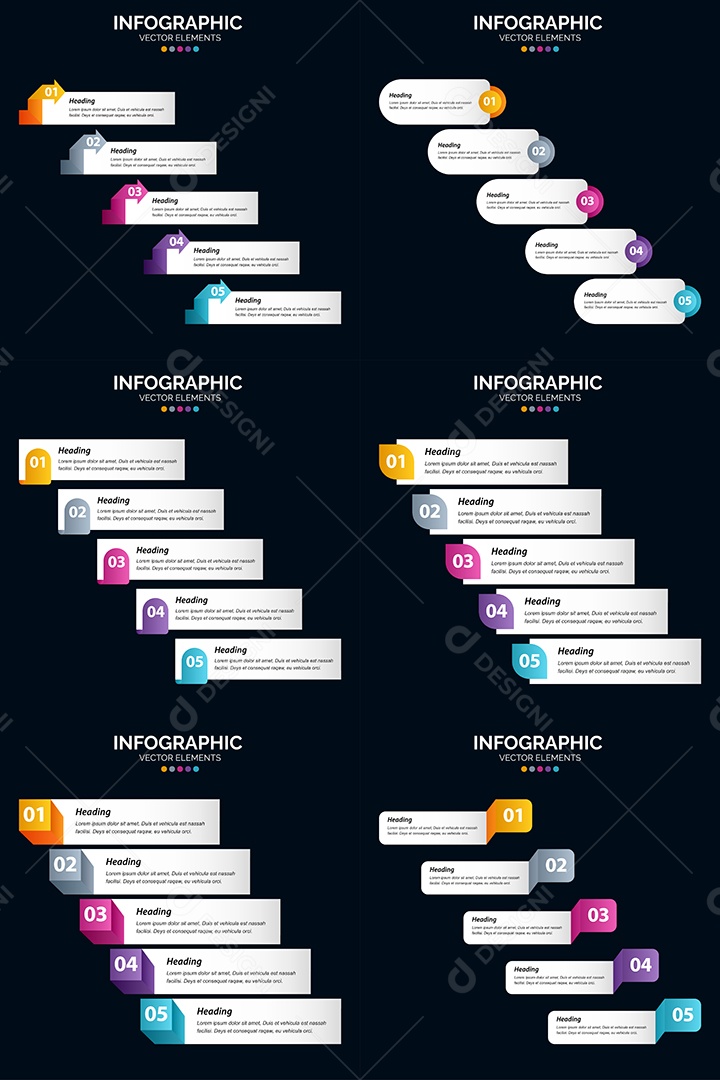 Conjunto de Infográficos Vetoriais Vetor EPS