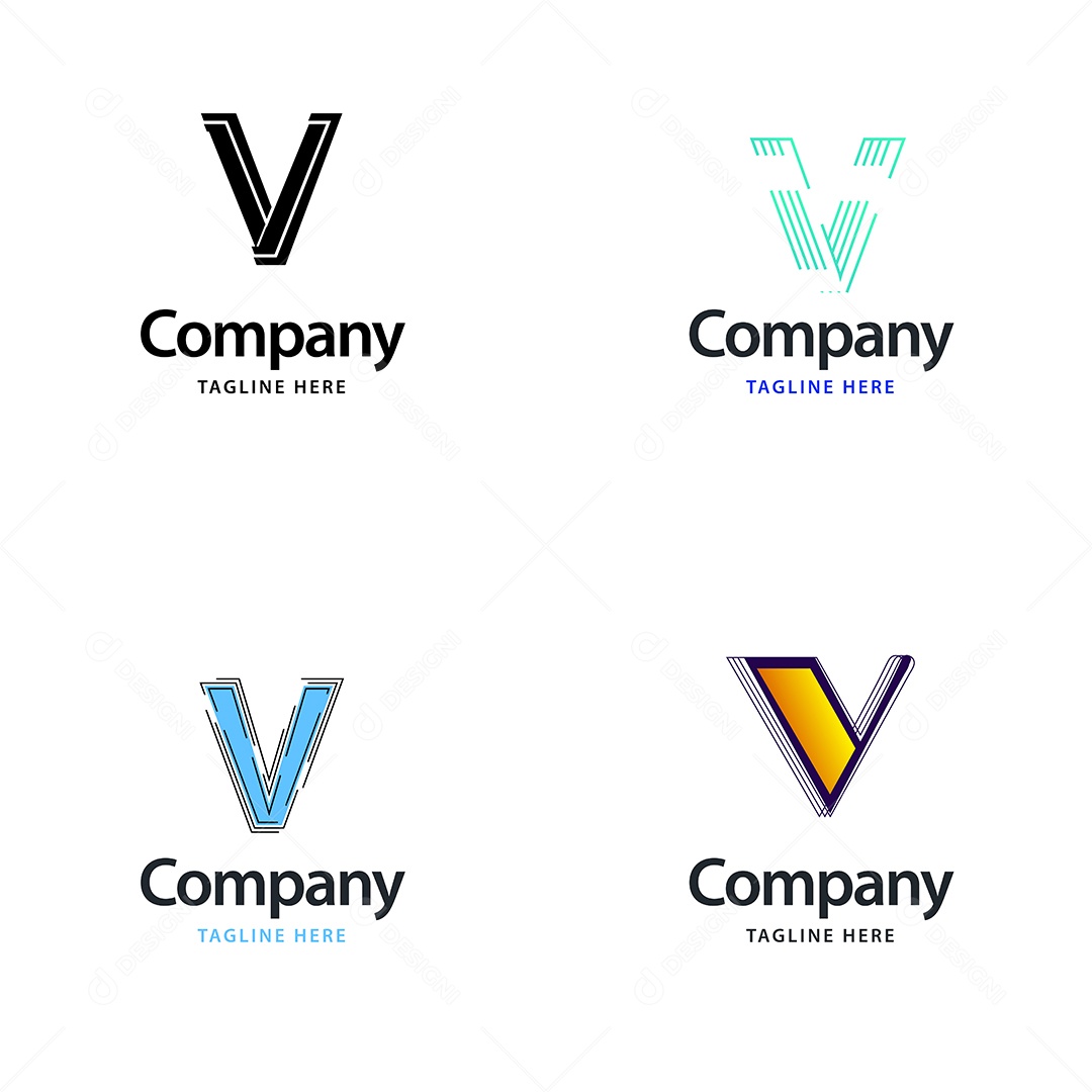 Logo V Personalizada Logotipos Modernos AI Editável