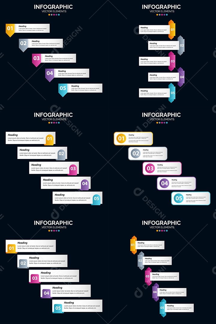 Conjunto de Infográficos Vetoriais Vetor EPS