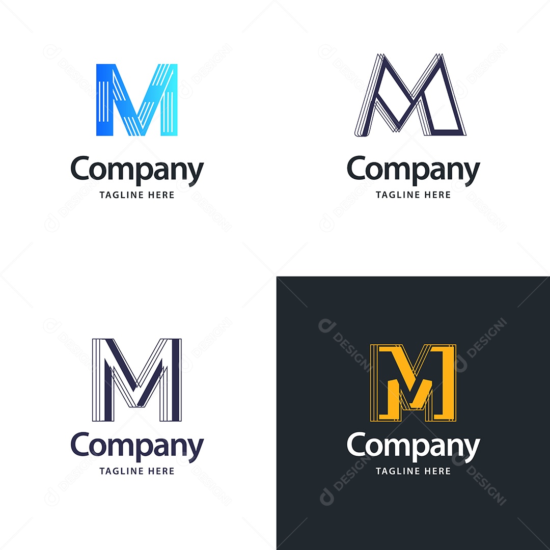 Logo M Personalizada Logotipos Modernos AI Editável