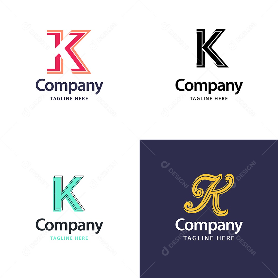 Logo K Personalizada Logotipos Modernos AI Editável