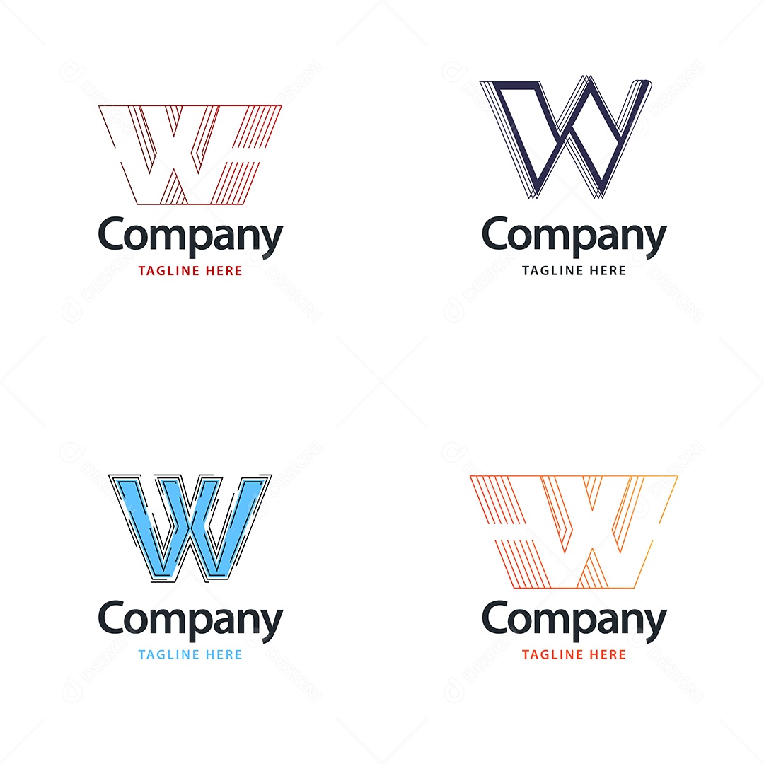 Logo W Personalizada Logotipos Modernos AI Editável