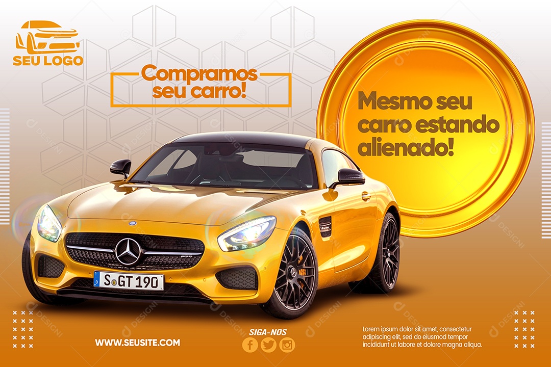 Banner Compramos Seu Carro Mesmo Estando Alienado Social Media PSD Editável