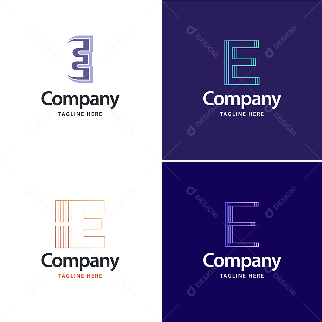 Logo E Personalizada Logotipos Modernos Vetor EPS