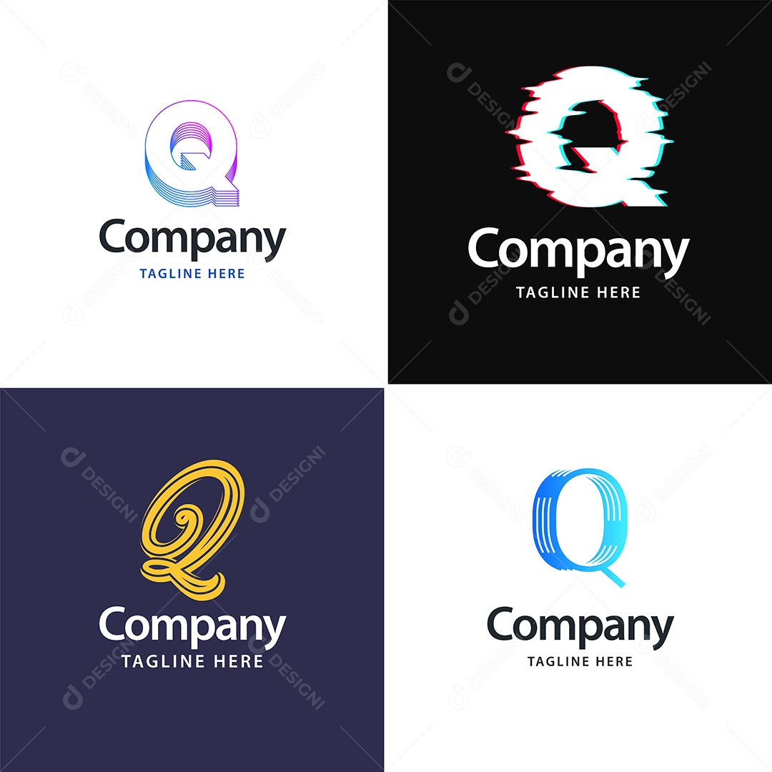 Logo Q Personalizada Logotipos Modernos Vetor EPS